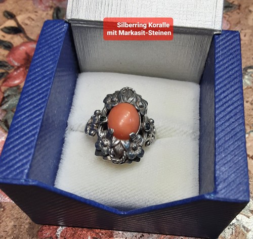 Silberring koralle mit - silberring,