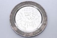 434g 25,5cm großer alter Echtsilber Teller Silbertablett Relief-Rand Tafelsilber