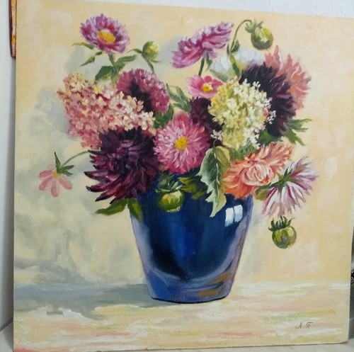 ölgemälde auf karton blumen - karton,