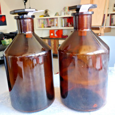 2 Braunglas Laborflaschen 1000ml  Schliffstopfen