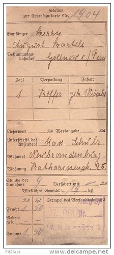 Expreßgutkarte 1938 gollnow - 1938, ,
