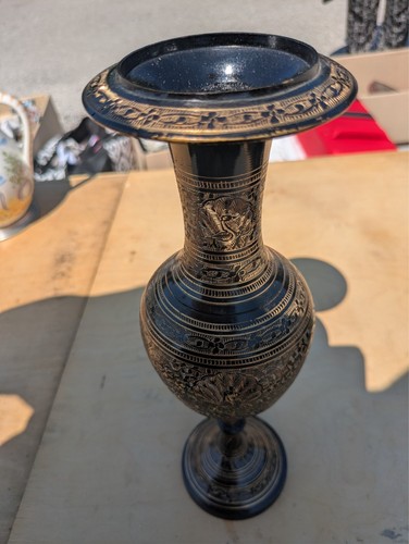 Vintage messingvase mit - "vintage,