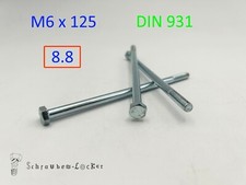 20 Stk. Maschinenschraube M6x125 ISO 4014 Stahl Kl. 8.8 verzinkt