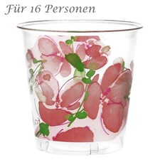 16x Trinkbecher pinke Blüte Einweggeschirr Cocktail-Becher RESTPOSTEN A-893