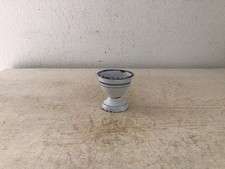 Alter Emaille Eierbecher Shabby Brocante Weiss Blau Landhaus Vintage Emaile Deko