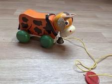 Holz Nachzieh-Kuh aus den 70ern