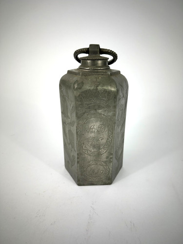 Antike zinn schraubflasche - antike,