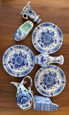 Delfter Porzellan Konvolut 8 St. Vasen Teller Haus Vintage Delft Sammelauflösung