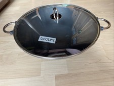 Wok Bodum, Gusseisen, Durchmesser ca. 37 cm, mit Glasdeckel