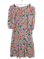 ASOS schulterfreies Kleid Damen Kleid Gr. DE 56 pink-lila-blassgelb Casual-Look