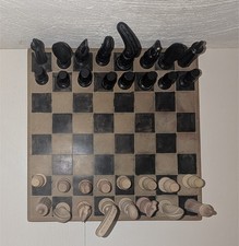 Speckstein Schachspiel mit Figuren und Schachbrett | Vintage & Handgefertigt |