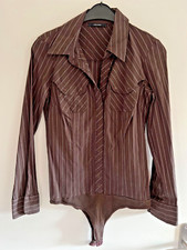 VERO MODA Blusen-Body, L, wenig getragen schön stretchig braun mit Nadelstreifen