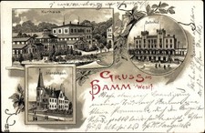 Litho Hamm in Westfalen, Bahnhof, Kurhaus, Ständehaus - 3730444