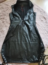 NOIR HANDMADE WETLOOK KLEID schnürung pvc schwarz lack clubwear Kunstleder, Neu 