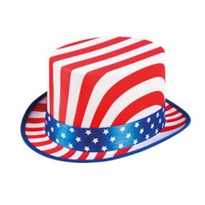 Hut USA Zylinder, rot-weiß-blau, Amerika, Karneval, Mottoparty, Themenfeier