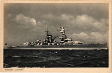 PC WWII, DEUTSCHLAND, MILITÄRSCHIFF, "LÜTZOW", Vintage Postkarte (b65301)