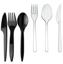 DayBays Besteck Set Plastik Gabel Löffel Messer Transparent Wiederverwend