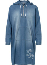 Damen Jeans Kleid Dress blau Kapuze XS S M L XL 36/38 - 48/50 Baumwolle 092