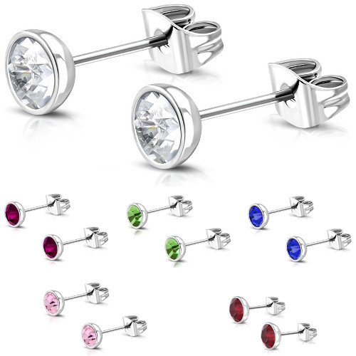 Edelstahl ohrstecker zirkonia - edelstahl,