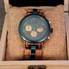 Wood & Blue Metal Multi-Dial