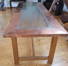 Designertisch Unikat, L 221 cm, B 80 cm, H 78 cm, Kupfer-Tischplatte