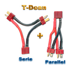 2 Adapter Set T-Dean Stecker Buchse Lipo Akku Y Kabel Reihe Serie Parallel 14AWG