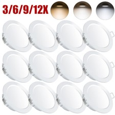 12x LED Einbaustrahler Dimmbar Einbauleuchten Flach Decken Einbau Spot Set 230V