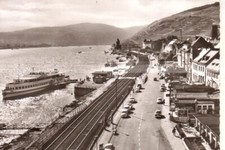 Postkarte :  RÜDESHEIM  am  Rhein - Rheinstraße ; Schiff