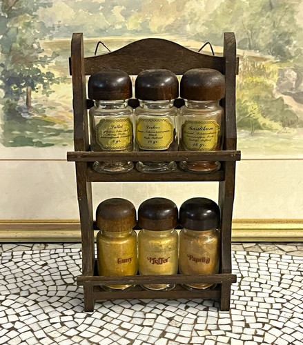 Walnuss holz gewürzregal set - walnuss,