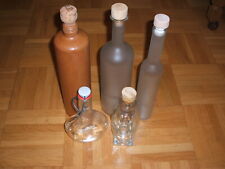 5-teiliges Flaschenset mit Korken-bzw. Bügelverschluß, leer, gebraucht