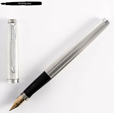 Parker 75 Patronen Füllfederhalter in versilberten Streifen mit 14K M-Feder