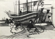 Otto Eglau Zeichnung Kreide auf Papier datiert 55 signiert