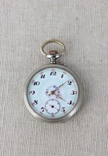 Taschenuhr mit bemaltem Zifferblatt um 1900