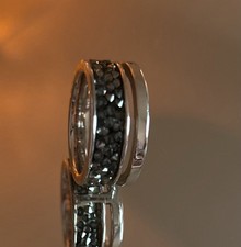 Damen Ring Von TCM Tchibo Mit Schwarzen Swarovski Kristallen Gr. 8 Edelstahl