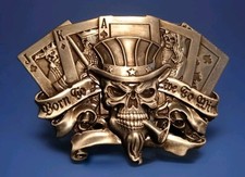 Gürtelschnalle/Buckle Totenkopf/Skull Pokerspieler/Gambler. Born to live to win!