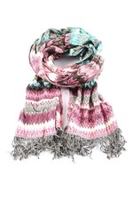 TOLANI Fransenschal Damen Schal türkis-pink-hellgrau Casual-Look