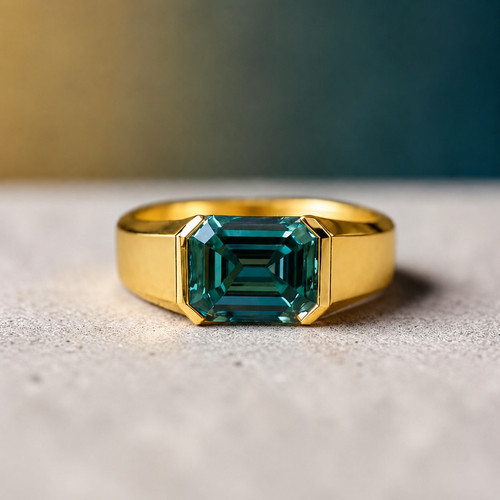 14k gelbgold ring teal saphir - ring,