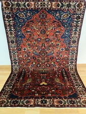 6306 Alter Handgeknüpfter Lebensbaum Vogelmotiv 210x140cm Orientteppich Tappeto