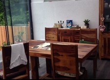 massivholztisch mit 4 stuhle , palisander, an selbstabholer zu verkaufen