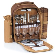 Picknickrucksack 4 Personen Camping Picknickset 32-teilig Kühltasche Campfeuer