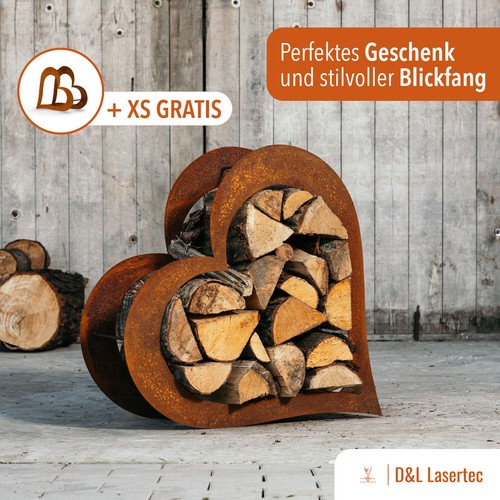 Herz aus metall liegend holz - herz,