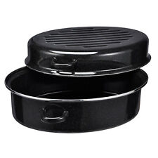 Gänsebräter Bratentopf Schmortopf Auflaufform mit Deckel 40cm emailliert Stahl