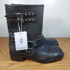 Stradivarius Biker Cowboy Nieten Reitstiefel grau Slipper Schuhe UK Größe 4. Neu