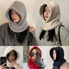 Thermo-Strick-Sturmhauben-Schal Winter-Skimütze Halswärmer Kapuzenmütze  ①