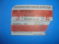 77/78 Ticket HSV Hamburger SV VFB Stuttgart Eintrittskarte Bundesliga