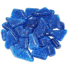 Glassteine Mosaik Soft blau glitter polygonal
