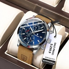 Luxus Herren Leder Armbanduhr