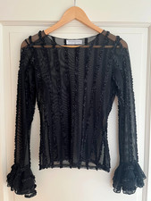 Joachim Bosse STYLE schwarze Bluse Top im Carmen-Stil, transparent, festlich NEU