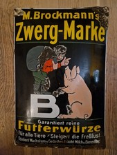 altes Emailschild Zwerg Marke Brockmann Futterwürze