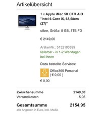 iMac 5K CTO AiO "Intel 6-Core